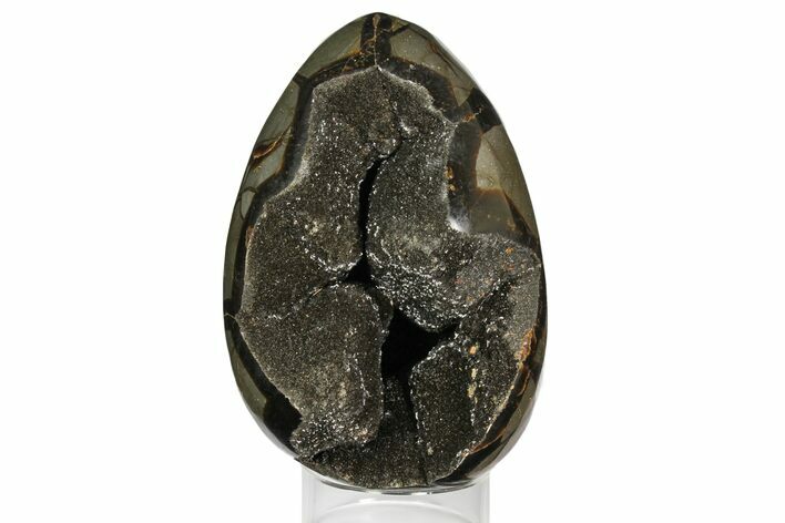Septarian Dragon Egg Geode - Black Crystals #145258